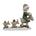 Christmas Decoration child on deer Brown Green 17x8x14 cm