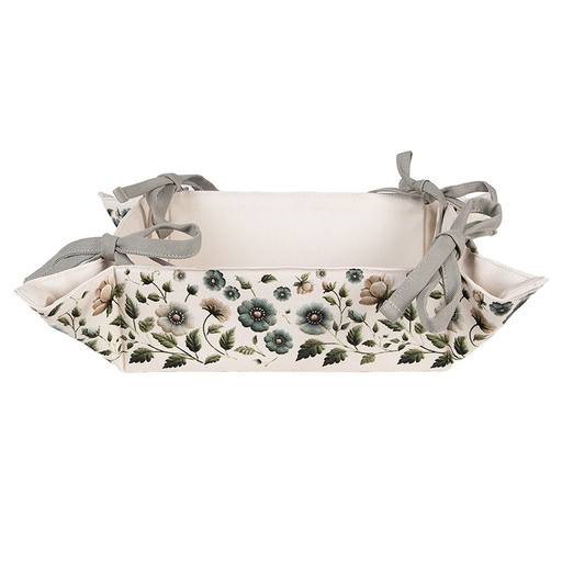 Bread Basket Beige Green 35x35x8 cm