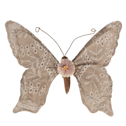 Christmas Decoration Butterfly Beige 28x4x22 cm
