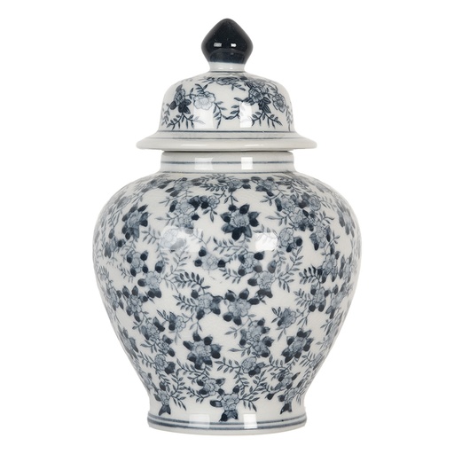 Barattolo per decorazioni con coperchio Bianco Blu Ø 14x21 cm