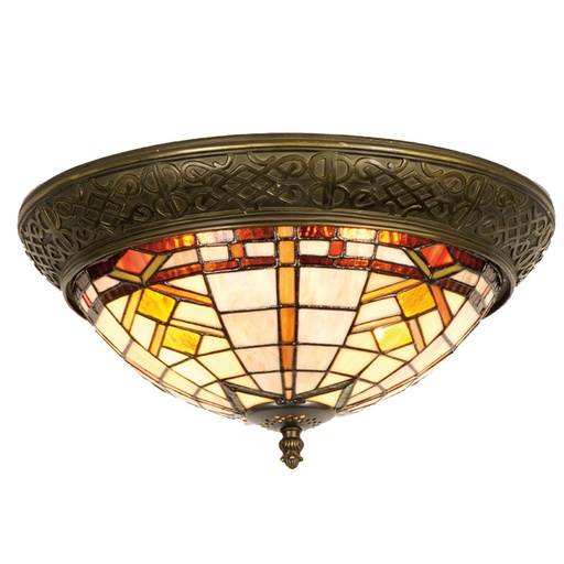 Lumilamp Deckenlampe Tiffany Ø 38x19 cm Braun Beige Glas