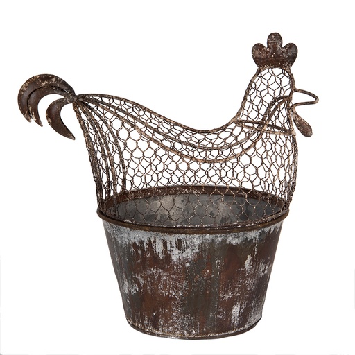 Décoration Poule Marron Gris 39x39x25 cm