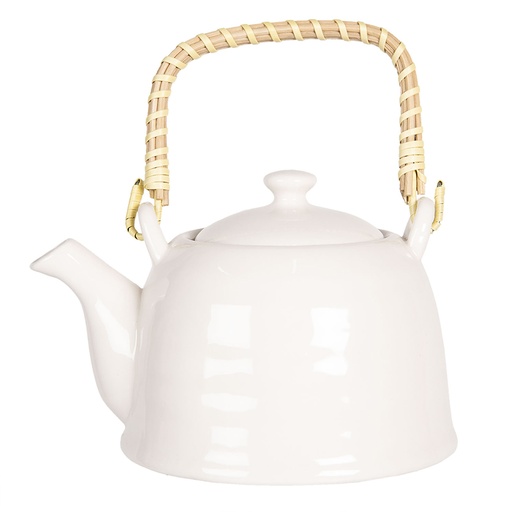 Clayre & Eef Theepot met Filter 600 ml Wit Porselein