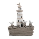 Deko Leuchtturm Weiß Braun 10x4x12 cm