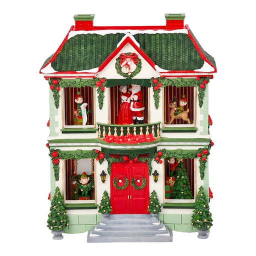 Spieldose Haus mit LED Grün Rot 37x17x47 cm / 3xAA