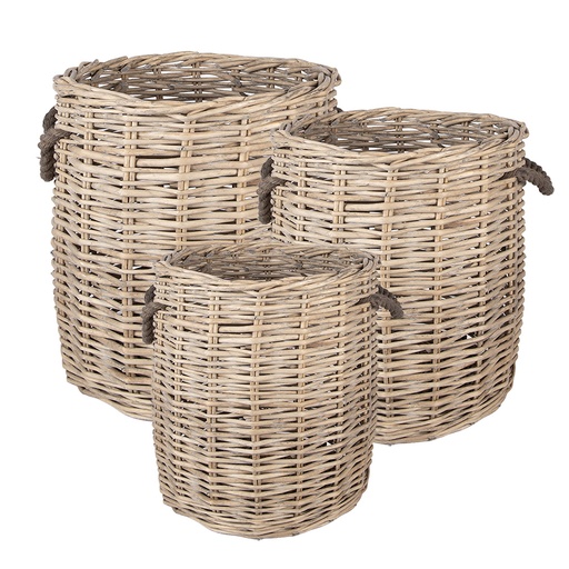 Aufbewahrungskorb (3er set) Beige Braun Ø 60x54 / Ø 50x50 / Ø 40x44 cm
