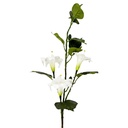 Branche décorative avec fleurs Blanc Vert 109 cm
