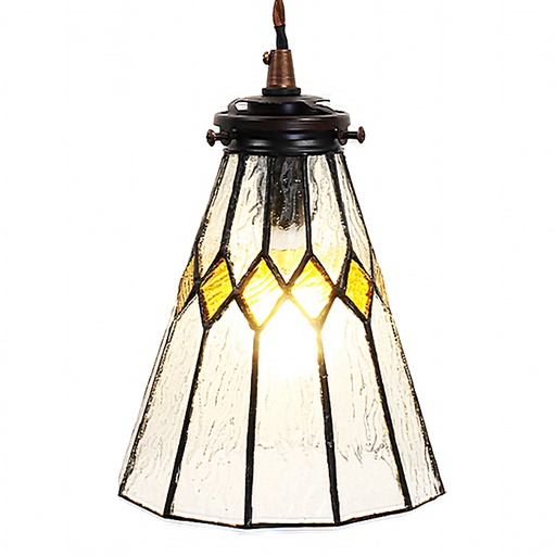Lampada a Sospensione Tiffany Bianco, Giallo Ø 15x115 cm E14/max 1x40W