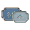 Clayre & Eef Dienblad set van 2 Blauw Hout