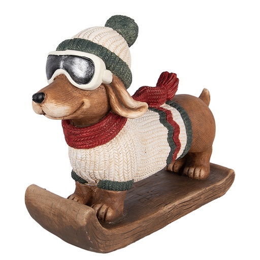 Deco Hund Braun Weiß 51x17x37 cm