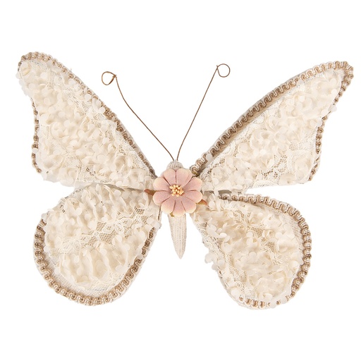 Christmas Decoration Butterfly Beige 30x3x24 cm