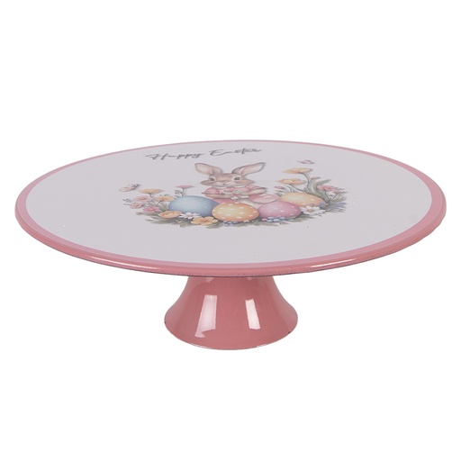 Plaque à gâteaux sur pied Blanc Rose Ø 29x10 cm