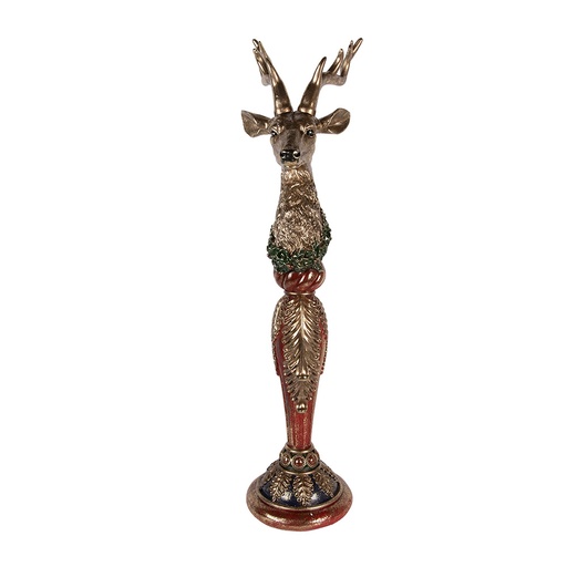 Décoration Cerf Couleur or Rouge 24x32x100 cm