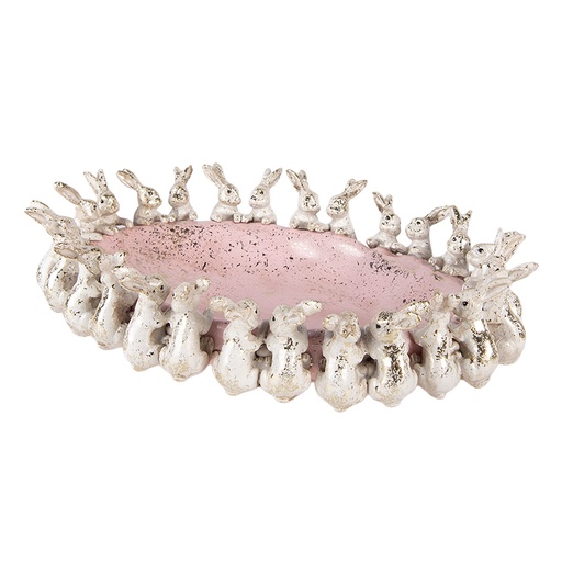 Ciotola decorativa con conigli Beige Rosa 26x19x7 cm