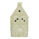 Porte-lampes de Noël chalet Vert Blanc 11x9x21 cm