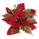 Weihnachtsdeko Blume Rot Goldfarbig Ø 14x5 cm
