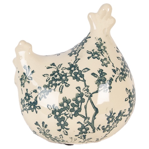 Décoration Poule Beige Vert 12x11x13 cm