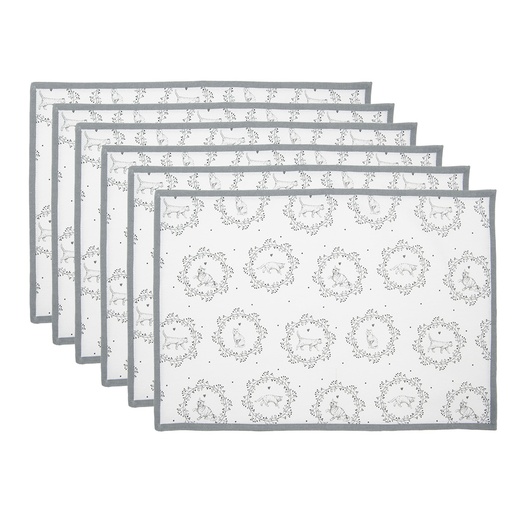 Placemat (set of 6) White Grey 48x33 cm