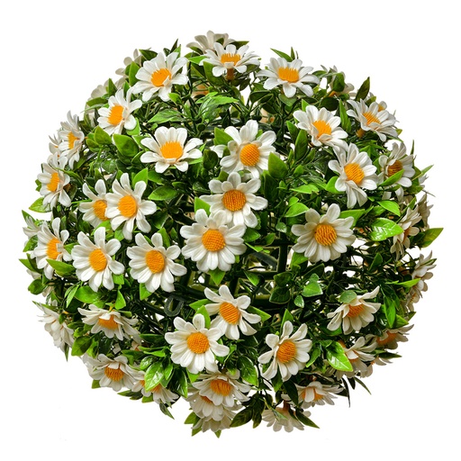 Boule de décoration fleur artificielle Marguerite Blanc Vert Ø 22 cm