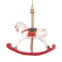 Pendentif décoratif Cheval à bascule Blanc Rouge 8x2x7 cm