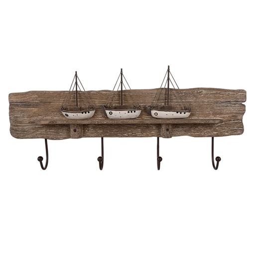 Appendiabiti da Parete 4 Ganci Marrone 63x8x27 cm