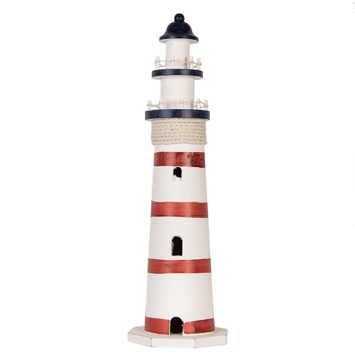 Deko Leuchtturm Weiß Rot Ø 15x48 cm