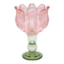 Glass Tea Light Houder Pink Green Ø 13x19 cm