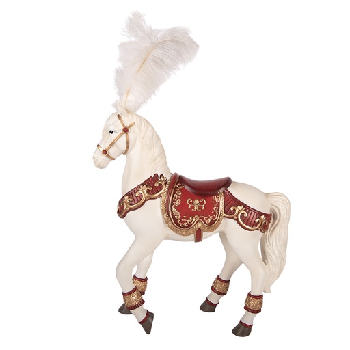 Décoration Cheval Blanc Rouge 35x12x56 cm