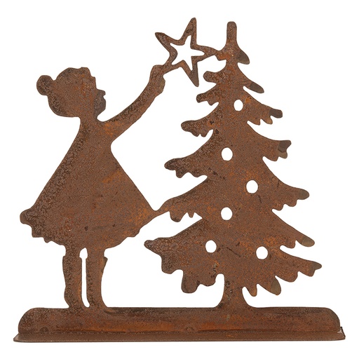 Christmas Decoration Child with Christmas tree Brown 14x5x14 cm