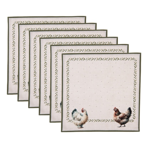 Napkins Cotton Set of 6 Beige Brown 40x40 cm