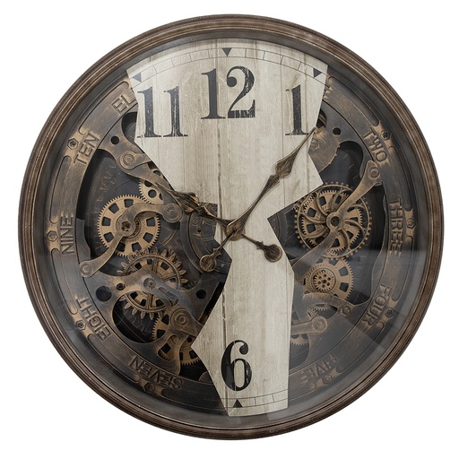 Wanduhr Braun Beige Ø 76x10 cm / 3xAA