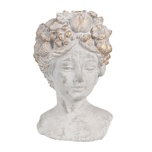 Clayre & Eef Bloempot Binnen Vrouw 14x14x22 cm Grijs Steen