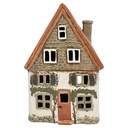 Tealight Holder Christmas House Beige Brown 14x8x20 cm