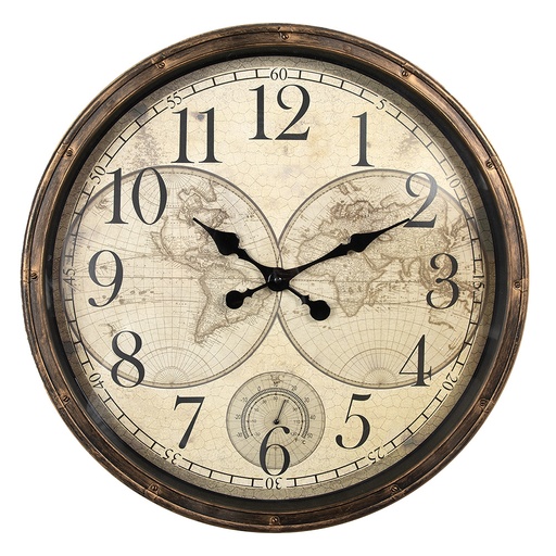 Wanduhr Braun Beige Ø 50x5 cm / 1xAA