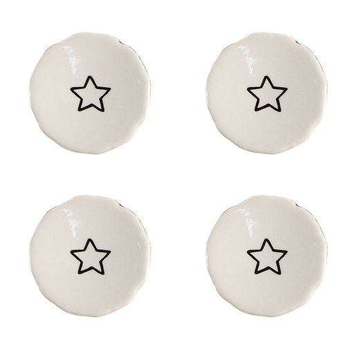 Türknopf 4-er Set Beige, Schwarz Ø 4x3/6 cm