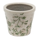 Clayre & Eef Bloempot Ø 8x7 cm Groen Beige Keramiek Bloemen