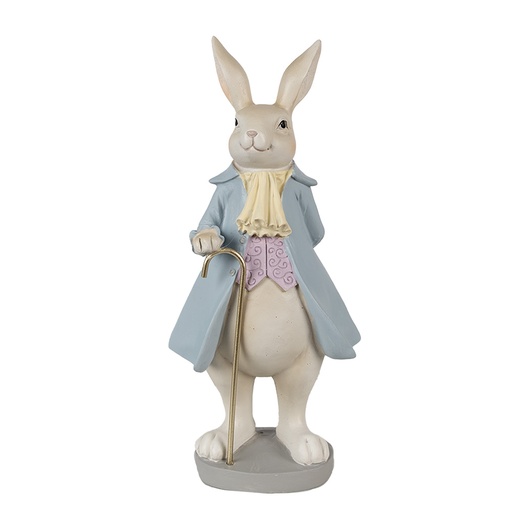 Décoration Lapin Beige Bleu 12x9x26 cm