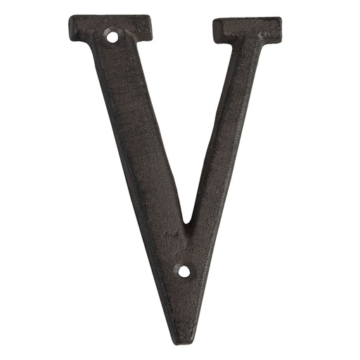 Iron Letter V Brown 8x1x13 cm