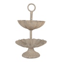 2-Tier Cake Stand Grey Beige Ø 15x24 cm