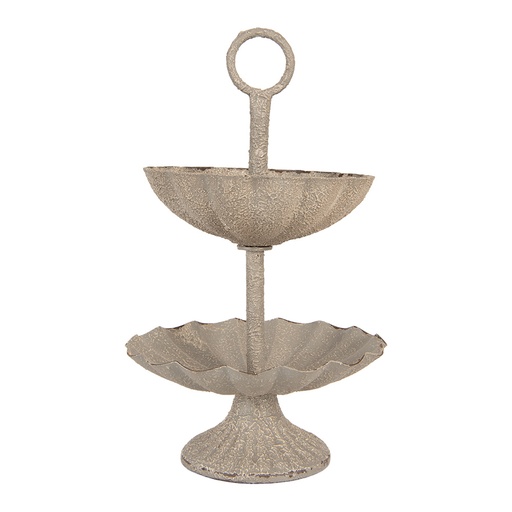 Etagere 2 Etagen Grau Beige Ø 15x24 cm