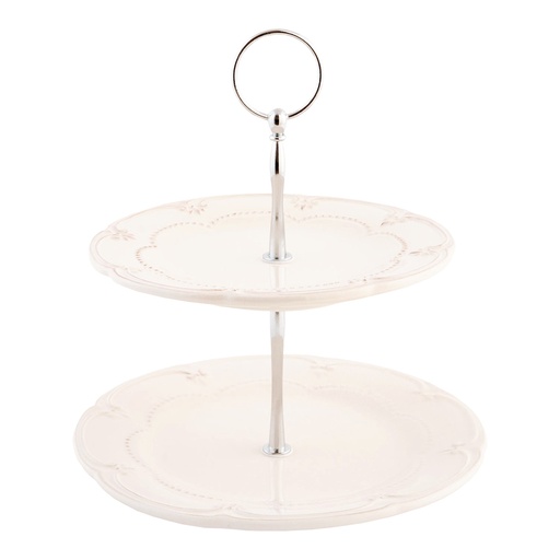 2-Tier Cake Stand Beige Ø 21x23 cm