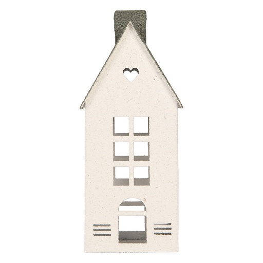 Clayre & Eef Decoratie Beeld Huis 11x11x29 cm Wit Metaal