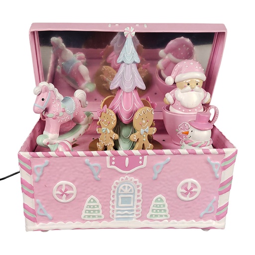 Clayre & Eef Muziekdoosje Roze Kunststof