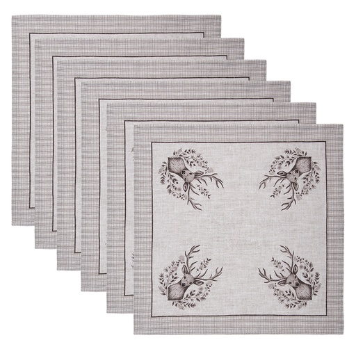 Napkins Cotton Set of 6 Beige Brown 40x40 cm