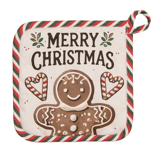 Clayre & Eef Pot Holder 20x20 cm Beige Cotton Gingerbread man
