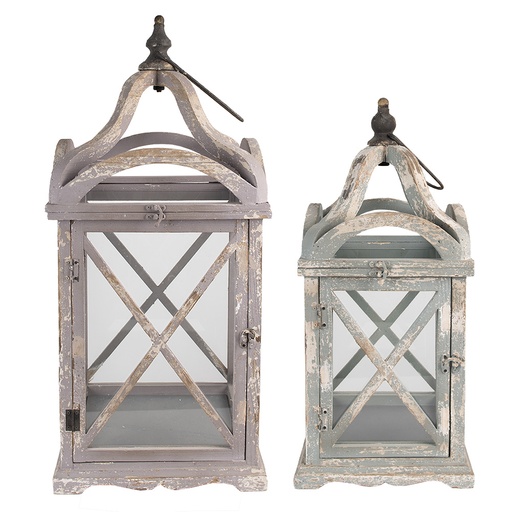 Laterne (2) Grau 33x33x73 / 25x25x56 cm
