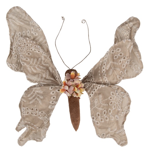 Christmas Decoration Butterfly Beige 33x6x31 cm