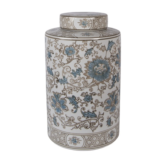 Barattolo per decorazioni con coperchio Bianco Verde Ø 18x30 cm