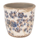 Clayre & Eef Bloempot Ø 11x10 cm Beige Blauw Keramiek Bloemen