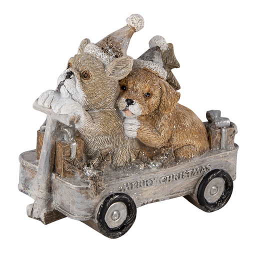 Christmas Decoration Statue Dogs Grey, Beige, White 10x6x9 cm